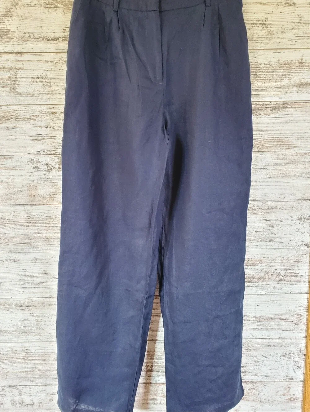 NWT Quince 100% European Linen Pleated Trouser Deep Navy